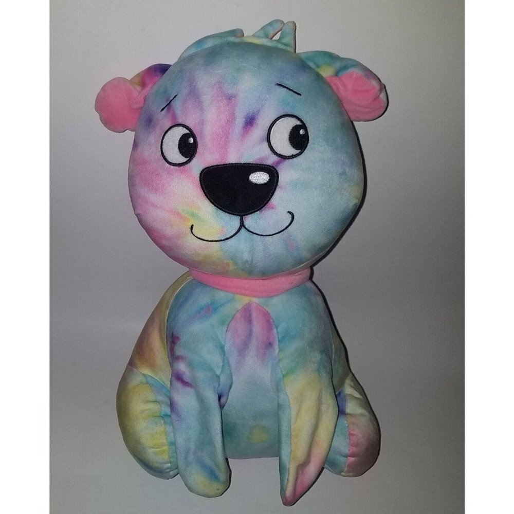 2 Scoops Pastel Tie Dye Puppy Dog Plush 14" Stuffed Toy Squishy Pink Blue Yellow